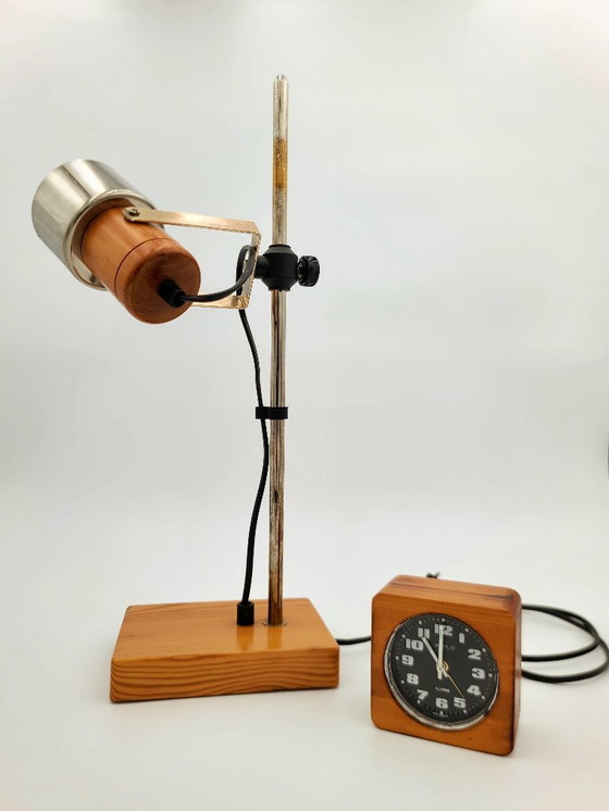 Image 1 of Vintage Italiaanse pin jaren 70 lamp + Kiplé wekker