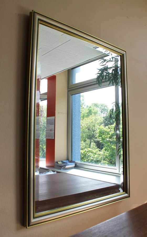 Miroir Rectangulaire Biseauté Au Cadre Bicolore, Italie, 1960 – Wood (photo 3 of 6)