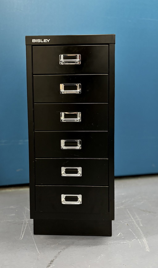 Cassettiera BISLEY, nera, 6 cassetti H59, P38, L28cm/12kg