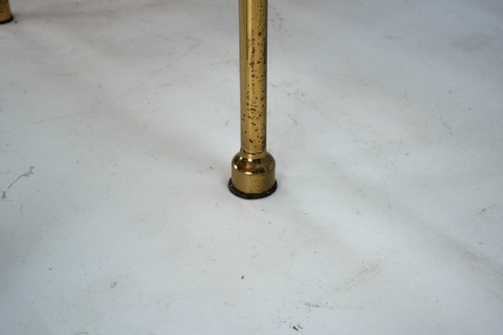 Image 1 of Set van 4 messing en lederen stoelen van Luciano Frigerio, Italië, jaren 70.
