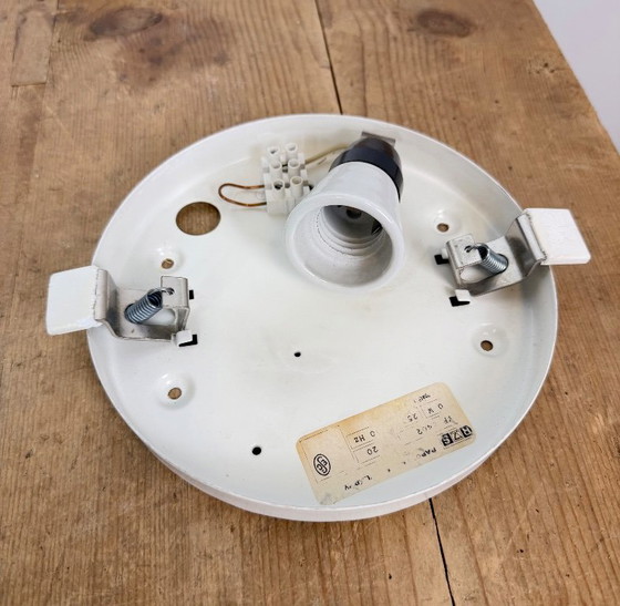 Lampada da Parete o Plafoniera Vintage con Vetro Latte, Anni '70, Plafoniere, Metallo, Bianco (foto 13 di 13)