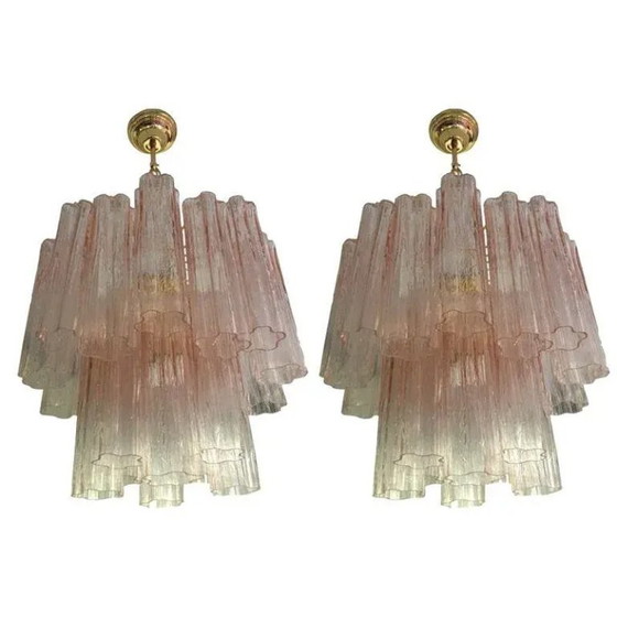 Image 1 of Coppia di lampadari contemporanei Tronchi Murano rosa