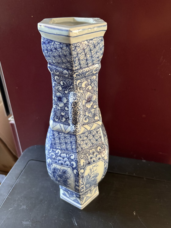Beautiful Antique Chinese Blue and White Vase 1875-1908 – asian vases from Holland, Porcelain (photo 5 of 11)