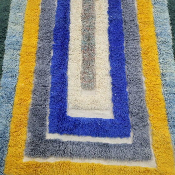 Image 1 of Handmade ecru Moroccan rug with geometric patterns, 250cm x 150cm