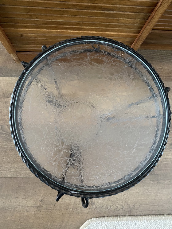 Image 1 of Bijzettafel vintage smeedijzeren con lama craquelé