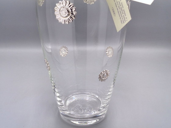 Image 1 of 30cm-high glass vase with 925 silver sunflowers