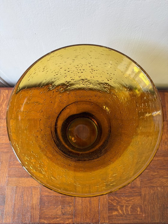 Image 1 of Biot vase in blown and bubbled amber-tinted glass