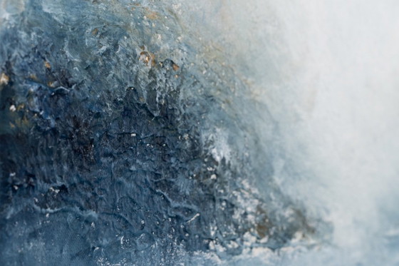 Original Framed Blue Abstract Landscape Painting, Textured Acrylic on Canvas - A Detour (photo 10 of 17)