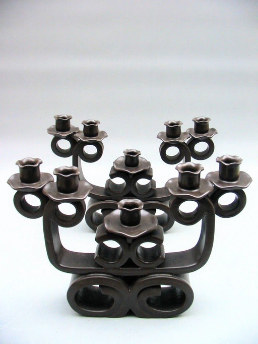 Excepcional conjunto de candelabros monumentales de cerámica de Louis Giraud, Vallauris - Francia 1940-1950