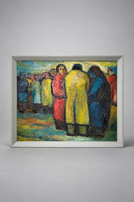 Frans Minnaert – Groot figuratief olieverfschilderij op paneel – 132 × 110 cm