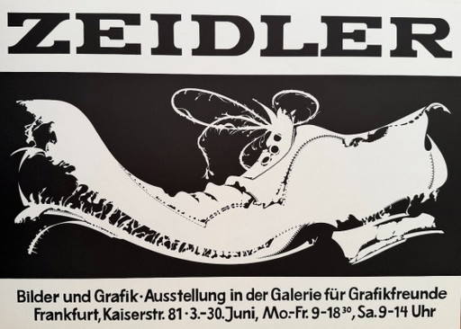 Hans Joachim Zeidler (nacido en 1935), Galerie Für Graphikfreunde Frankfurt, Póster de exposición, Impreso en alemán