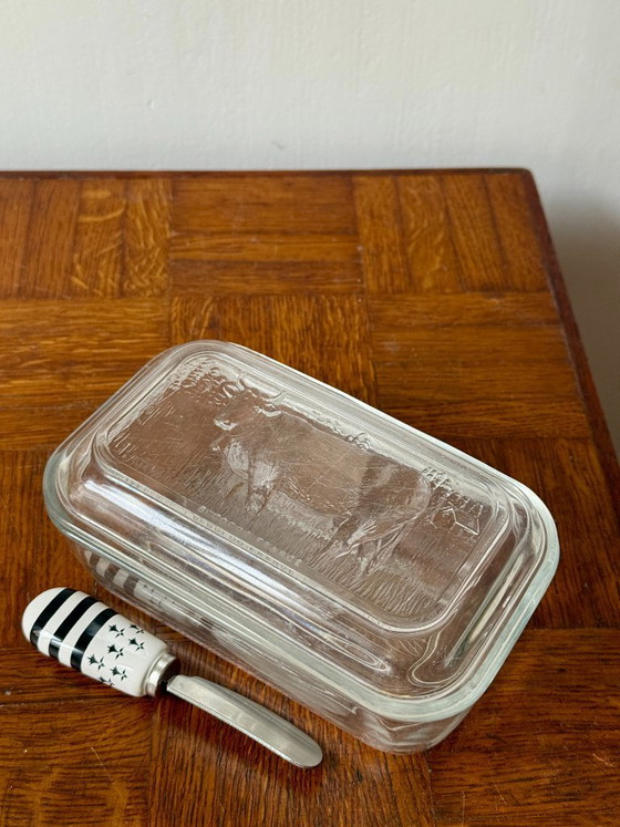 Image 1 of Luminarc France butter dish in vintage glass 