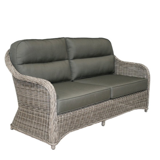 Image 1 of Divano 2,5 posti in sisal grigio con cuscino militare