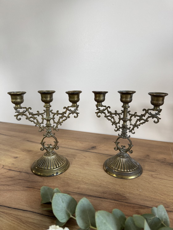 Image 1 of Een paar messing kandelaars