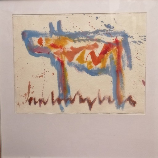 Anton Heyboer ''Tier'' Mischtechnik auf Schaufelpapier