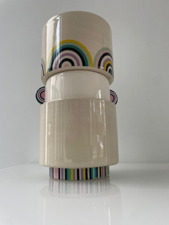 Image 1 of Set of 3 "Totem" flower pots with stripe design