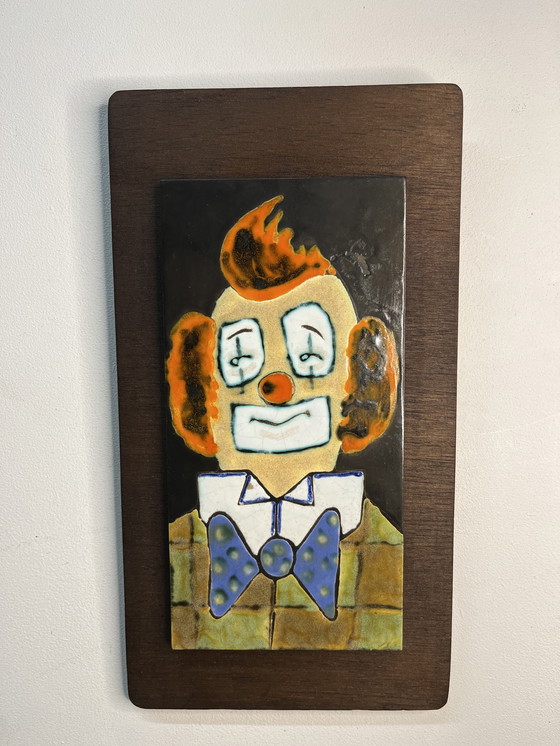 Image 1 of Decorazione murale in ceramica vintage raffigurante un clown 