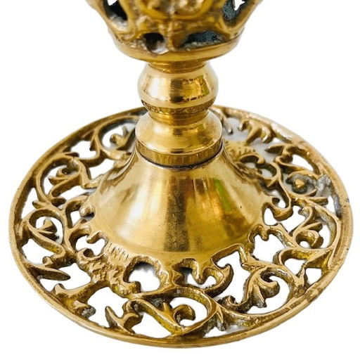 Vintage Brass filigree candlestick