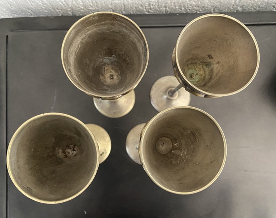 Image 1 of set of 4 vintage copper wine glasses