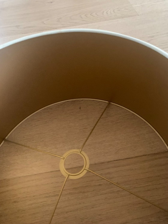 Image 1 of 3x zandkleurige linnen stof lampenkappen