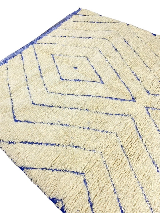 Image 1 of Handgeknüpfter Berberteppich – 300 x 200 cm – Wolle aus dem Atlasgebirge – Rautenmuster in Indigo