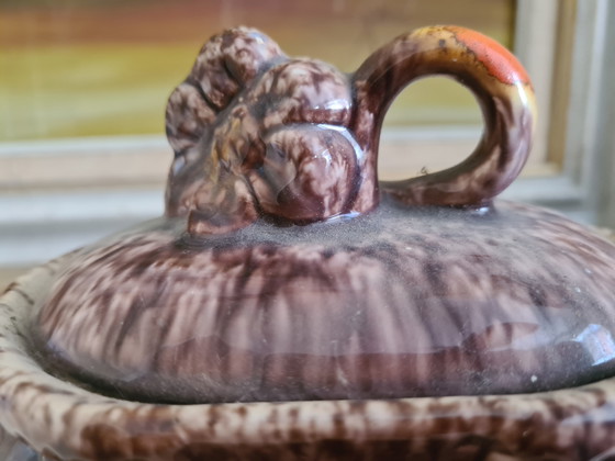 Zuccheriera in ceramica Torhout Art Nouveau ca. 1900 / Sucrier ancien en poterie de Torhout, Maes (photo 8 of 8)