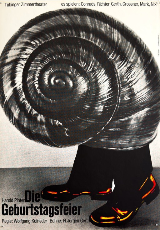 🎭Die Geburtstagsfeier – c.1970 – Original Poster by F+R Grindler for Tübinger Zimmertheater | 84 × 59 cm | West Germany