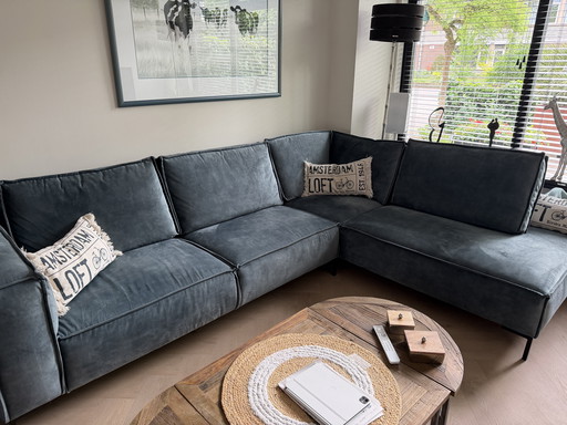Divano angolare Riviera Maison - Velluto color petrolio - 300x220 cm