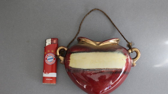 Image 1 of Vintage heart-shaped wall vase in the style of an amphora