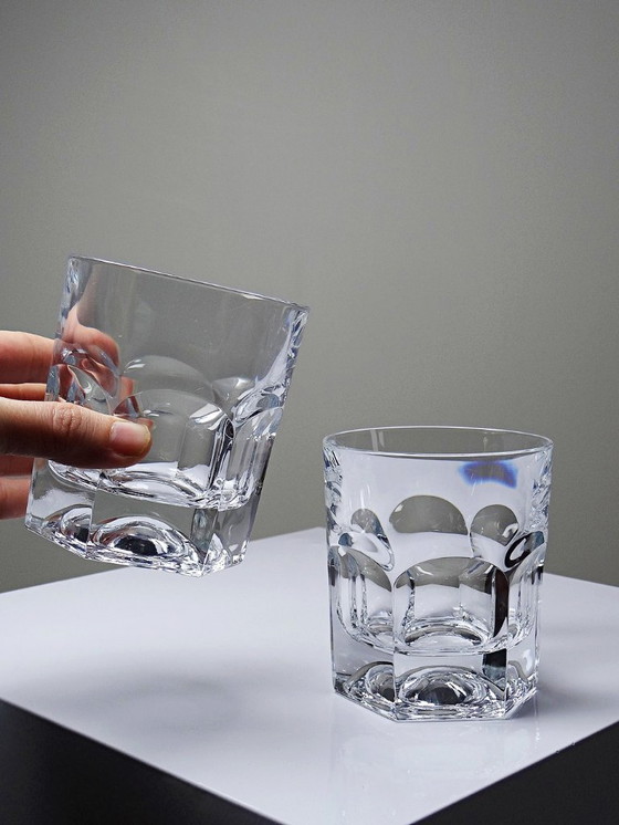 Image 1 of Paar elegante vintage Boheemse kristallen whiskyglazen