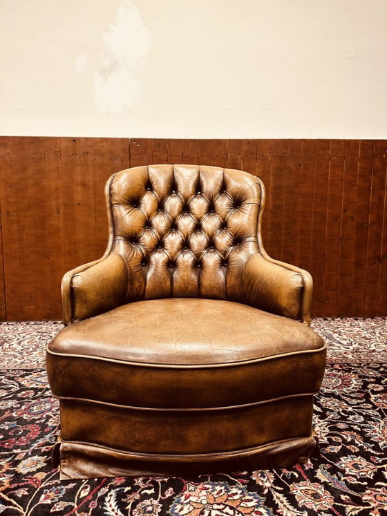 Englischer Chesterfield Club-Sessel braun – Leder (photo 2 of 7)
