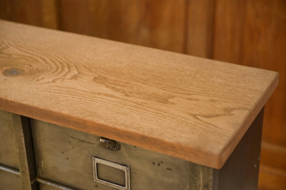 Image 1 of Strafor 6-column filing cabinet with oak top, 1950s