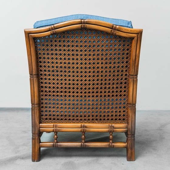 Image 1 of par de sillones antiguos de bambú y paja de venecia de los años sesenta antiguos modernos