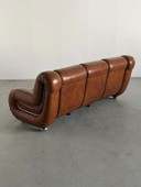 Italienisches Space-Age-Wohnzimmer-Set im Stil von Mimo Padova, cognacfarbenes Leder und Chrom, 1970er Jahre Italien