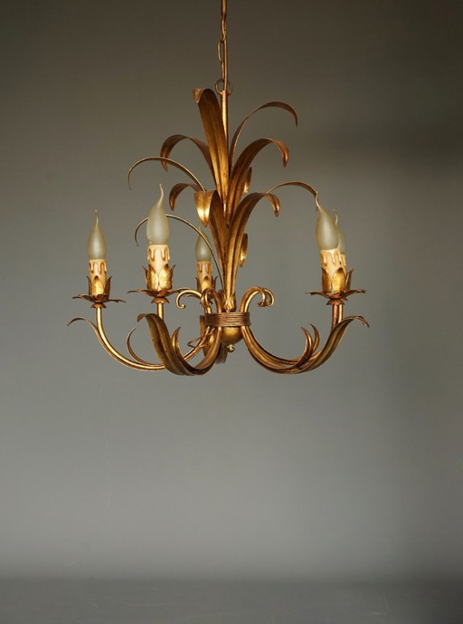 Lampadario vintage a 5 luci attribuito a Hans Kögl. Anni '70. – kroonluchters, Metal (photo 2 of 7)