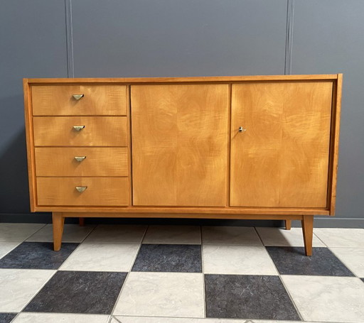 Wood sideboard 1960s 4 drawers and 2 doors