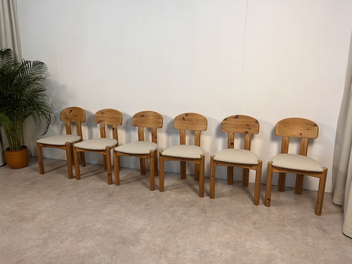 6x Vintage Pine Dining Chairs