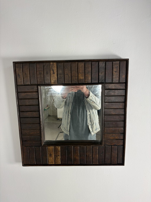 Vintage solid wood square mirror