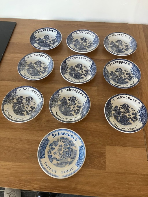 Vintage Luneville schweppes indian tonic bordjes