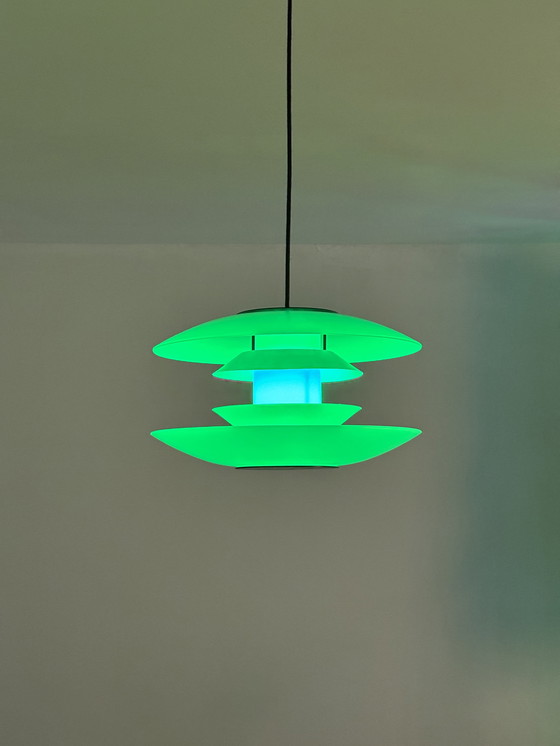 Image 1 of Halo Tech Design, Pendant Lamp, Danish Design, 1990s, Space Age, Vintage Lamp, Glass, Sputnik Design, UFO, Minimalism