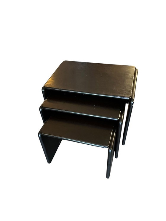 Image 1 of Ebonized dark brown nesting tables,1970s