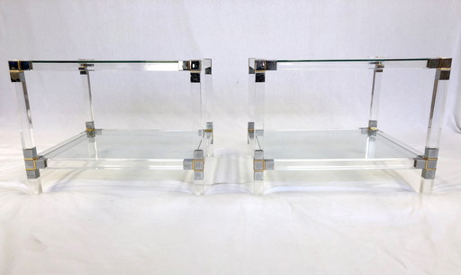 Side Table of Plexiglass and Brass 1980