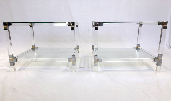 Image 1 of Table d'appoint en plexiglas et laiton 1980
