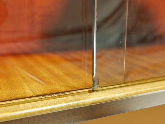 Image 1 of Vintage Vitrine 60er Jahre, Bücherschrank mit Glasschiebetüren, Mid Century Wohnzimmerschrank aus Buche & Eiche, Germany