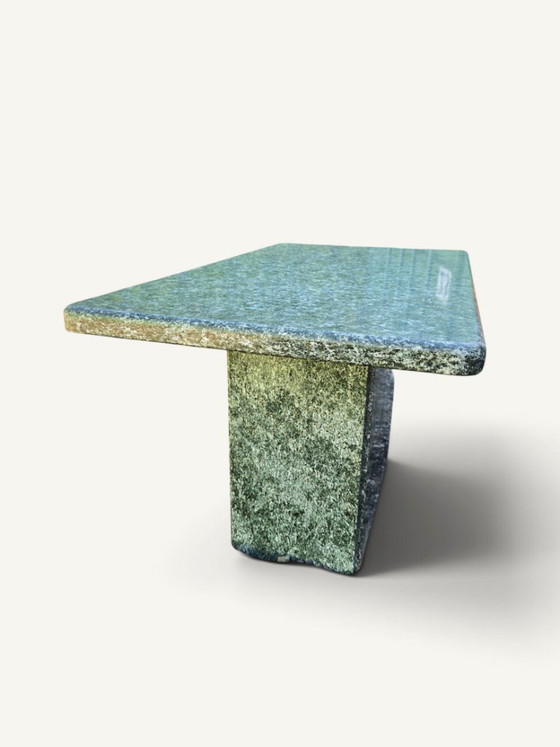 Vintage Monolithic Coffee Table in Green Granite Stone (photo 5 of 5)