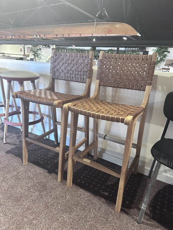 Image 1 of 2 leather bar stools