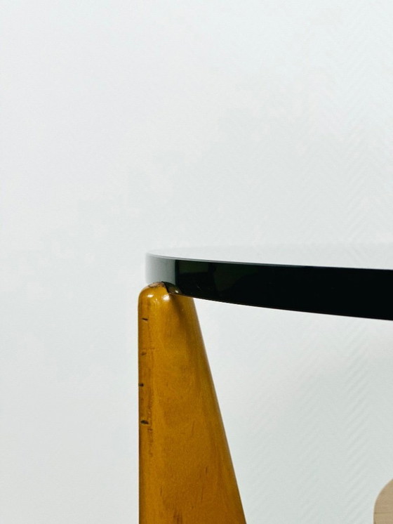 Image 1 of Vintage ronde salontafel van beukenhout en glas, 1960