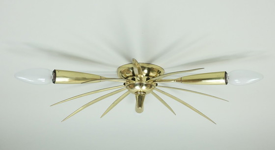 Image 1 of 50's mid century sputnik 3-light laiton CEILING FIXTURE