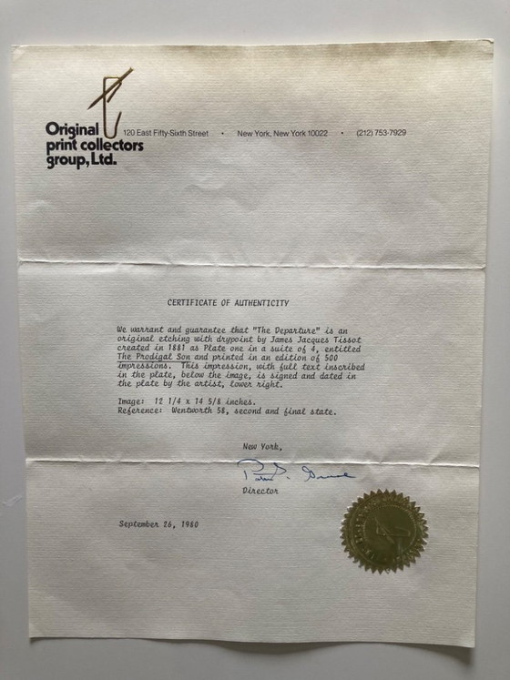 Image 1 of Tissot 1881 4 Etchings ‘The Prodigal Son’