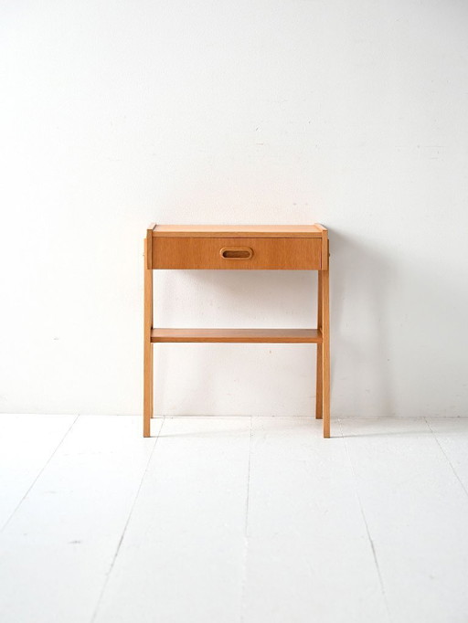 Geometrisch Scandinavisch teakhouten nachtkastje, jaren 60